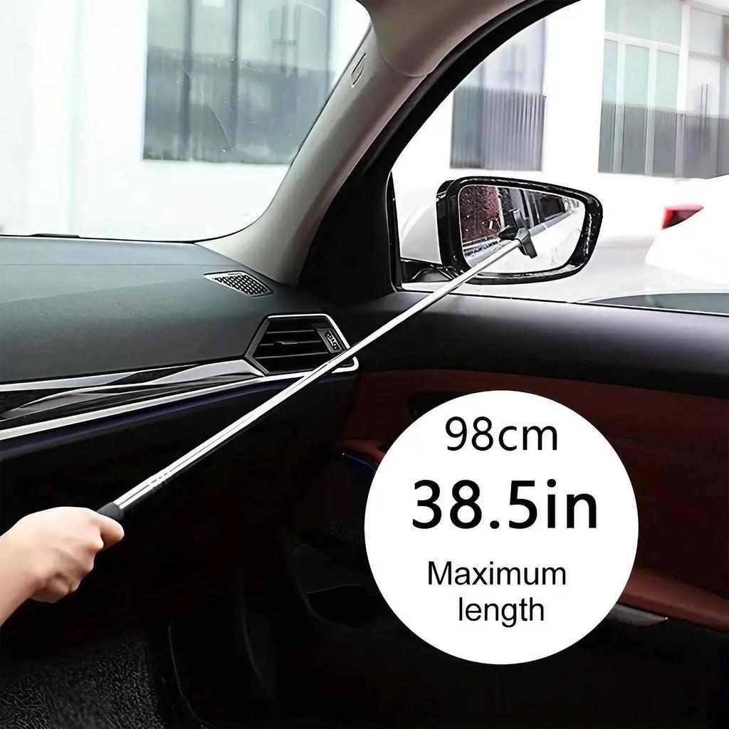 1PC Car Rearview Mirror Wiper - Portable Telescopic Bracket Scraper for Car Glass Mist Removal Cleaning Wiper Tool