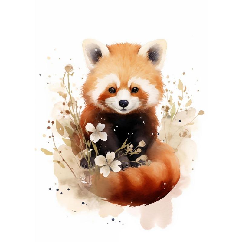 Red Panda Watercolor Arts Poster Print Canvas Art Pictures for Livng Room and Children Bedroom Home Decor Frameless Painting