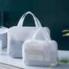Weißer Organizer-Koffer Kosmetikkoffer Aufbewahrung Kulturtasche Netz-Kosmetiktasche Kombination Make-up-Taschen