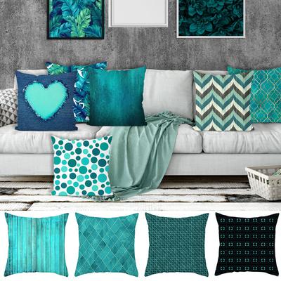 Popular Tea Duck Blue Geometric Pillow Cover Home Sofa Pillow Cover