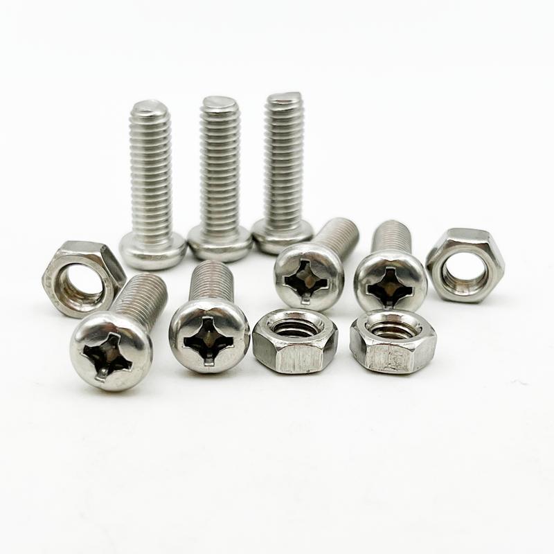 500/320pcs 304 Stainless Steel Cross Round Pan Head Phillips Machine Screw Button Head Cap Cross Bolt M1 M1.2 M1.4 M1.6 M2.5 M3