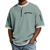 Men's Casual -Weave Zipper-Collar Lightweight Breathable Short-Sleeve Top
