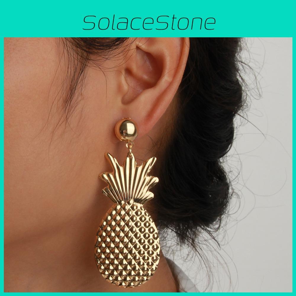 Fashion Golden Pineapple Design Metal Women Earrings For Daily Wear