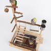Bird Playground Wooden Play Gym Parakeet Swing With Stainless Steel Cup And Tray For Cockatiel Conure Finch Lovebird Exercise