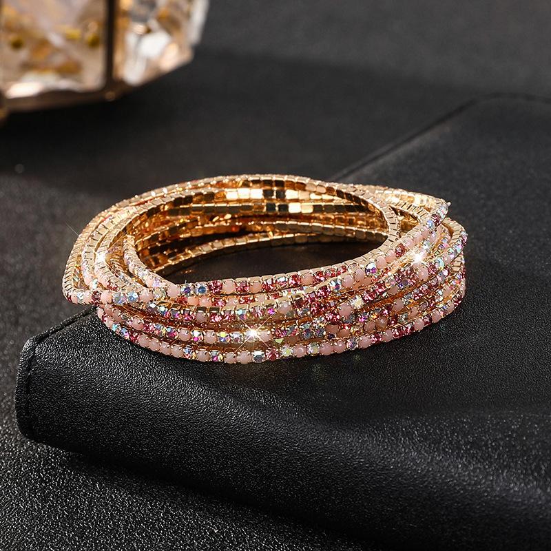 Diamond Elastic Bracelet Color Zircon Rhinestone Claw Chain Crystal Bracelet Gemstone Full Diamond Jewelry