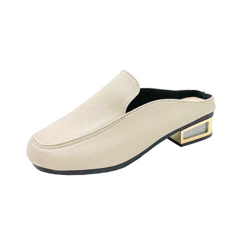 

Модные женские туфли-баотоу, весенняя новинка, с круглым носком, вставками, глубоким вырезом, водонепроницаемые, противоскользящие, износостойкие, на каблуке 41 бежевый