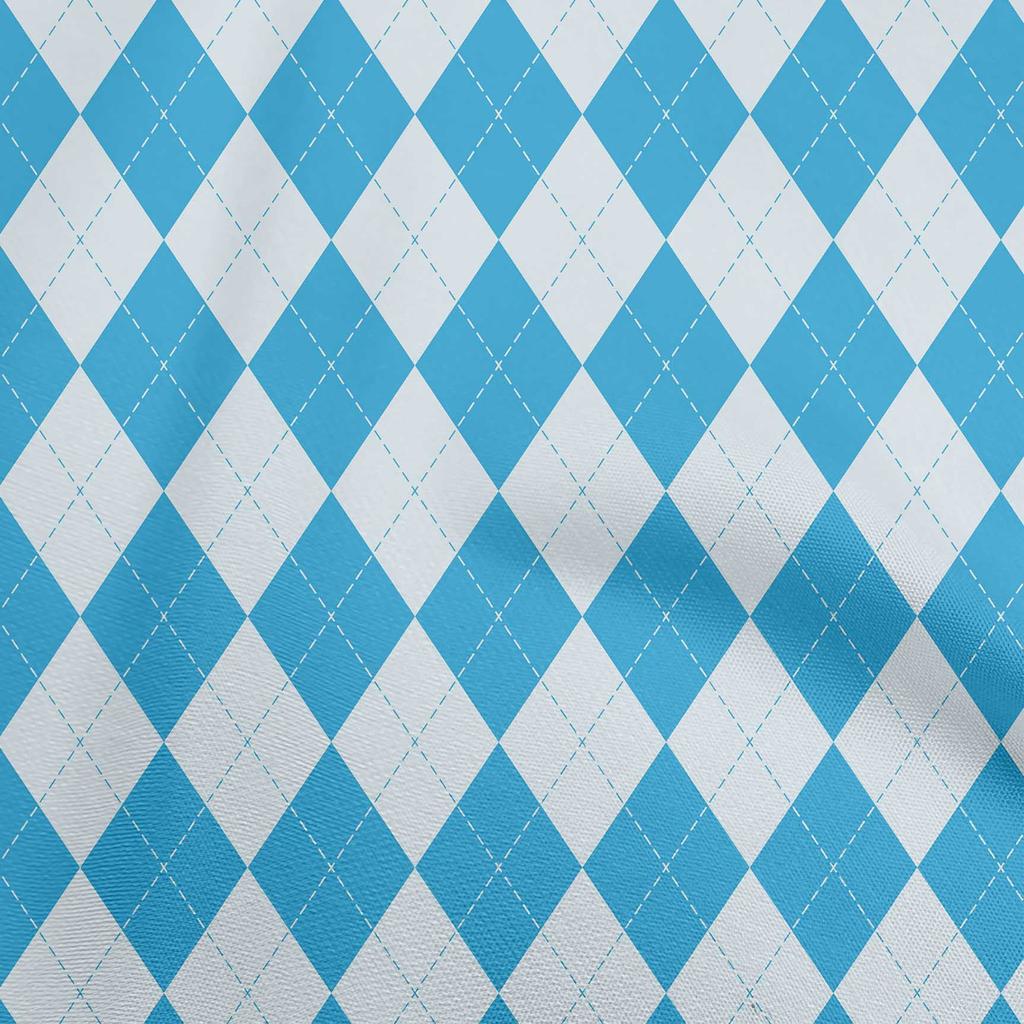 oneOone Cotton Flex Blue Fabric Argyle Sewing Material Print Fabric By The Yard 40 Inch