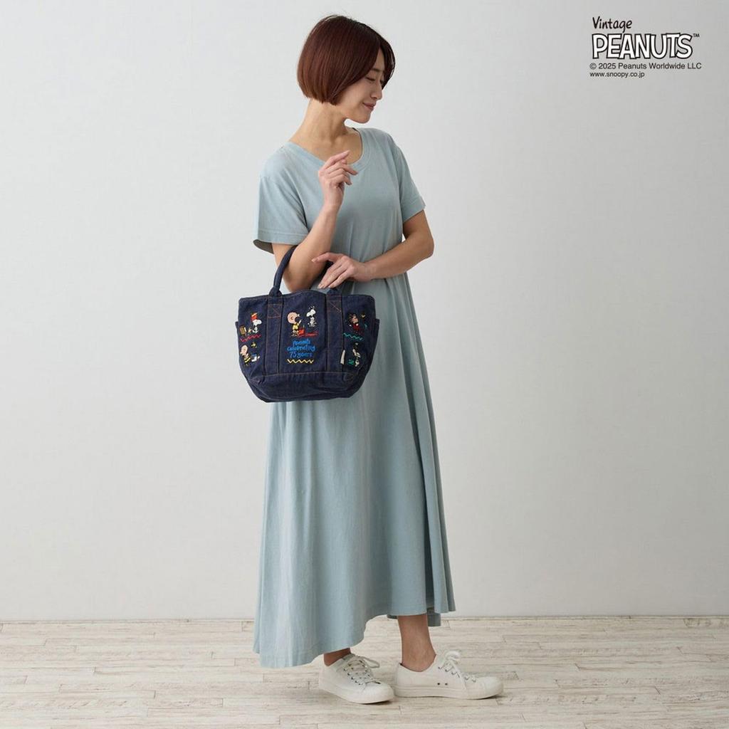 Snoopy Denim-Style Tote Bag with Embroidery, IP.Deli.Shishu.Peanuts-0B 8398