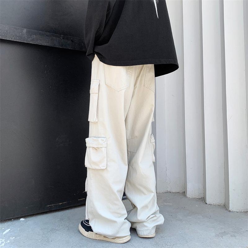Men's American-Style Multi-Pocket Retro Hip-Hop Loose Straight Workwear Pants