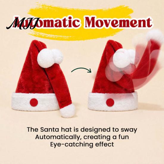 Divertenti Accessori per le Feste Cappello da Babbo Natale Animatronic Birichino per Adulti, Divertente Cappello Elettrico Mobile per Feste di Natale, Accessorio Rosso con Movimento per Natale