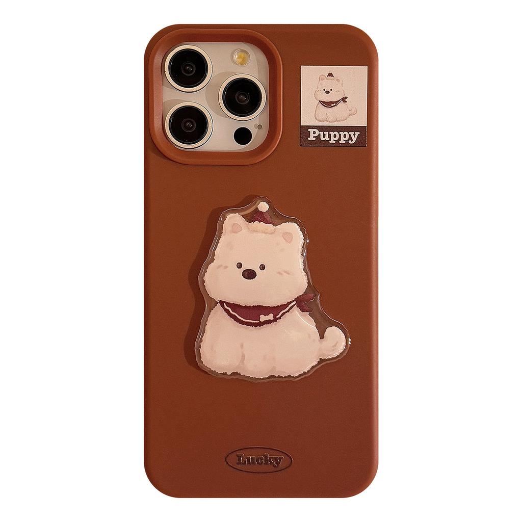 Cute Bear 17promax Apple 16 Mobile Phone Case IPhone 14 Suitable for 13 Three-dimensional West Highland 12 Silicone 11