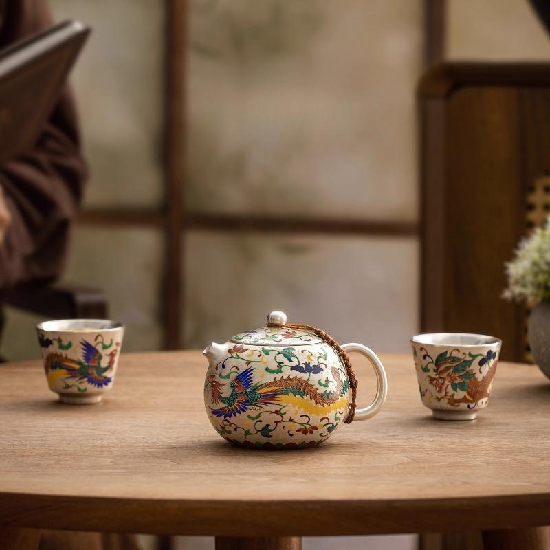 Liu Yin Longfeng Xishi Teapot Household Tea Single Pot Gift Elder Teacher Kung Fu Tea Set Teapot High-end