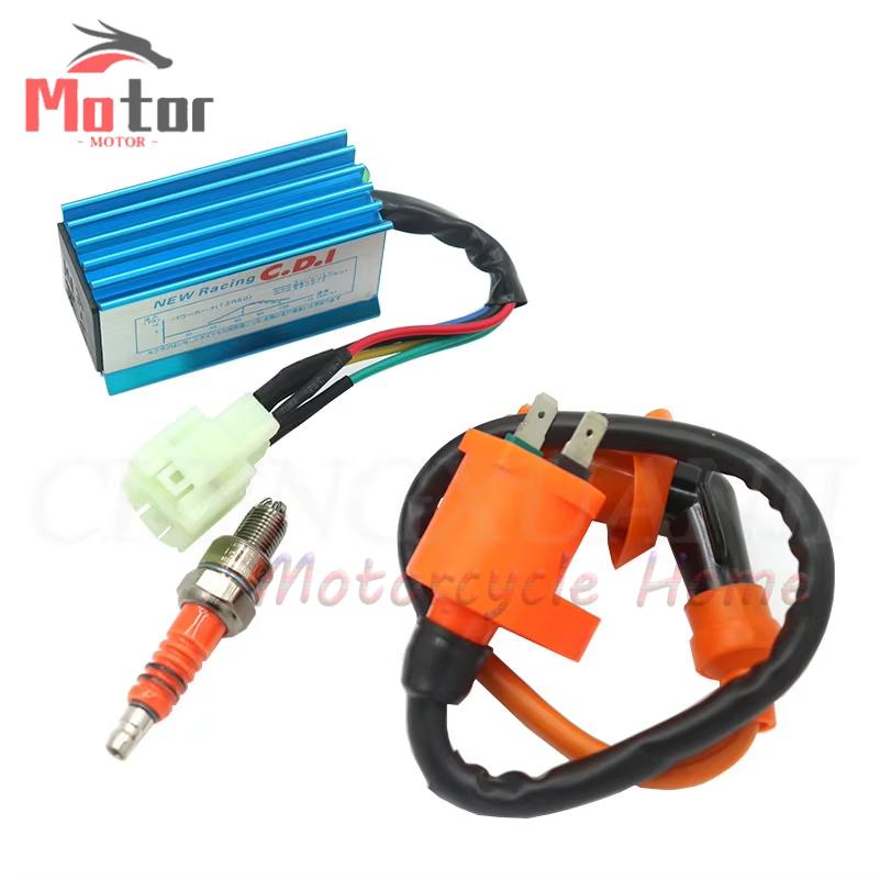 Racing Performance CDI Ignition Coil Spark Plug 5Pin 6Pin/Set for Gy6 150cc 125cc 50cc WEQ Ignition Spark Plug
