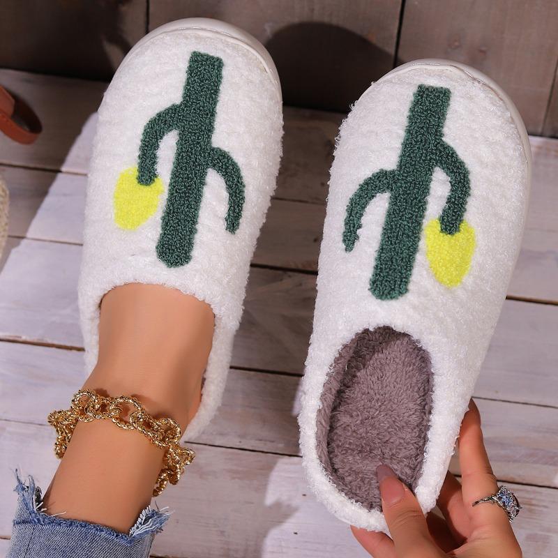 Cartoon strawberry winter warm cotton slippers couple home indoor plush slippers
