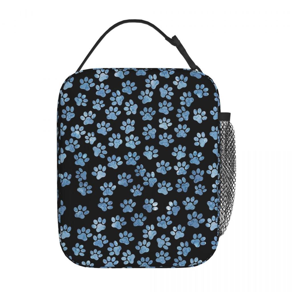 Blue Dog Paw Pattern Insulated Lunch Bag for Women Office Cooler Thermal Food Box Tote Leakproof Lunch Boxes Container
