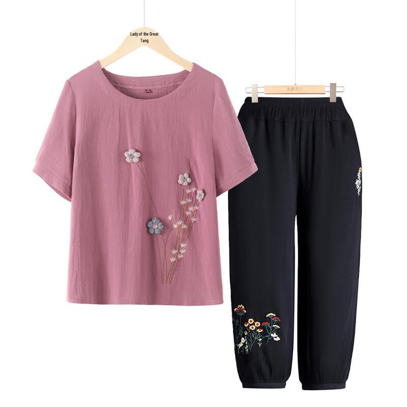 

Great Tang Lady Women s Breathable Stand Collar Summer Shirt Set XL