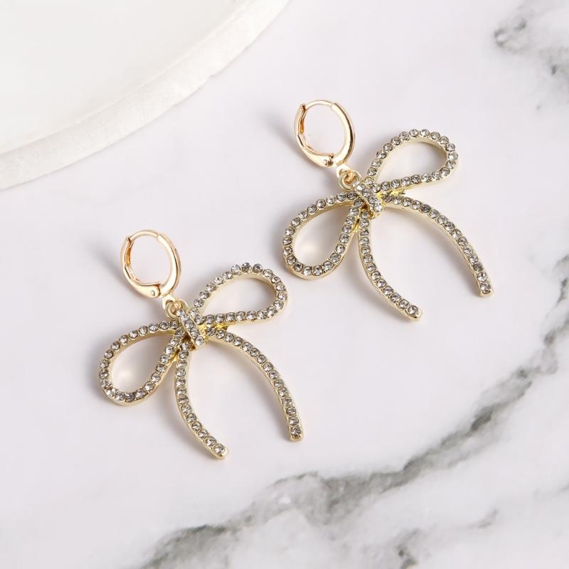 Elegant Gold Plated Metal Earring Unique and FashionableThin Hoop Earring with Unique Details Cute Bowknot Ear Rings