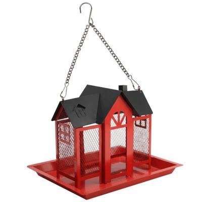 Mangeoire à oiseaux suspendue en métal durable Grande capacité Imperméable Mangeoire pour oiseaux sauvages Forme de maison Station d'alimentation pour oiseaux Décoration de jardin