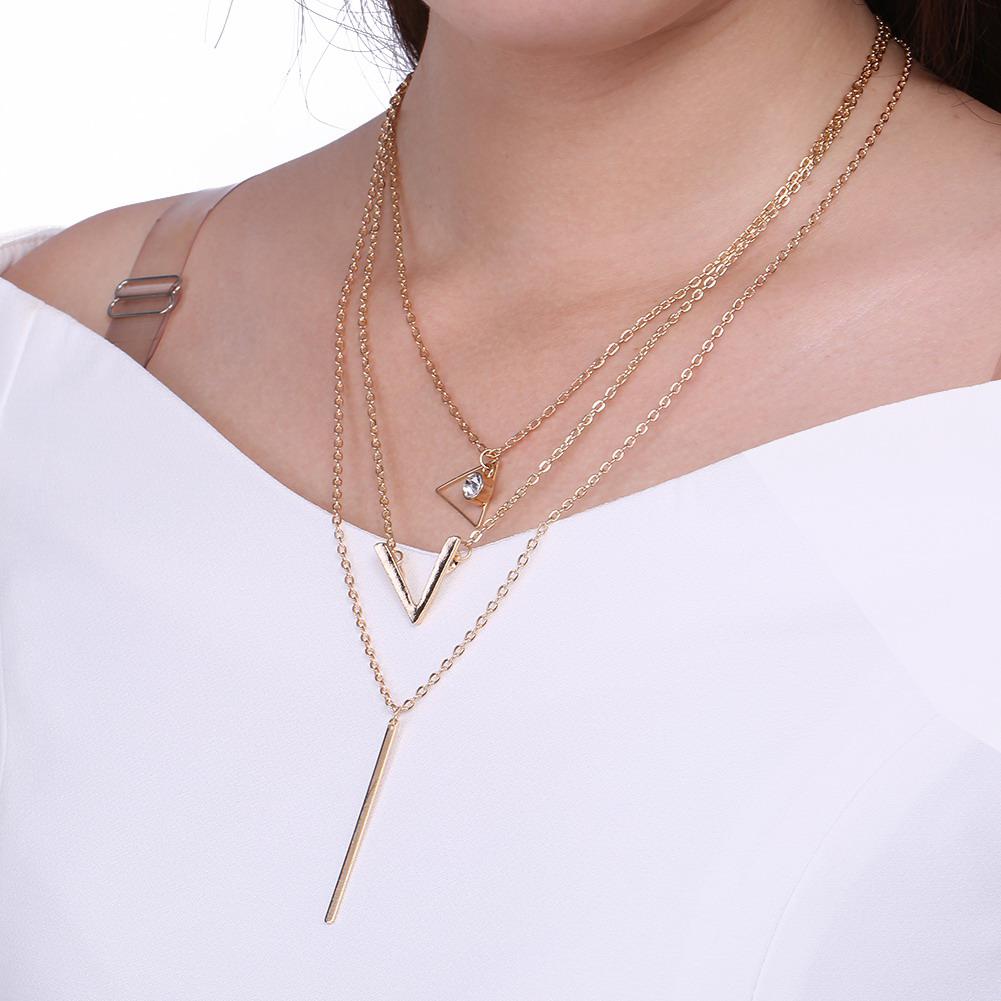 Fashion Lady Women Jewelry Multi layer Necklace Clavicle Chain Collar Pendant Accessory