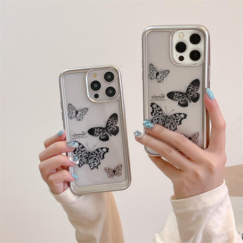Custodia di lusso in TPU trasparente elettroplaccato con motivo a gattino e cucciolo per iPhone 15 Pro Max 14 13 12 Pro, con protezione anticaduta integrale e fiocco