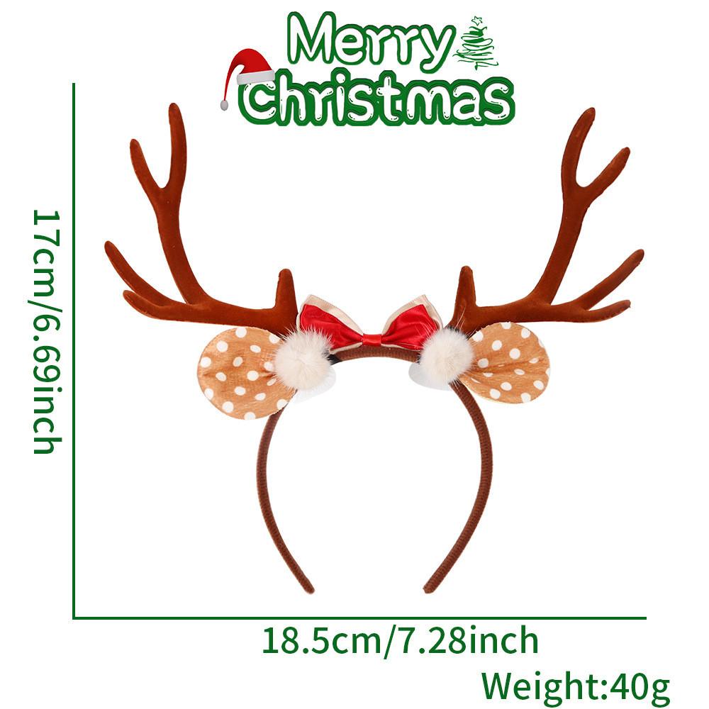 Decorative Christmas Antler Headband With Adorable Bow In Red And Brown For Holiday Spirit