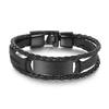 Cheap Custom Multilayer Braided PU Leather Bracelet for Men Fashion Trendy Bar Style Blank Bangles