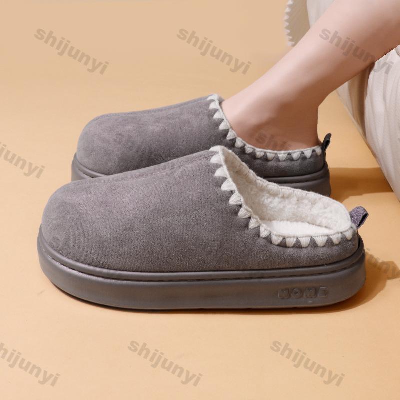 Couple Cotton Slippers 2025 Women's Autumn Winter Home Warm Plush Slippers Indoor Lightweight Comfortable Platform Flats