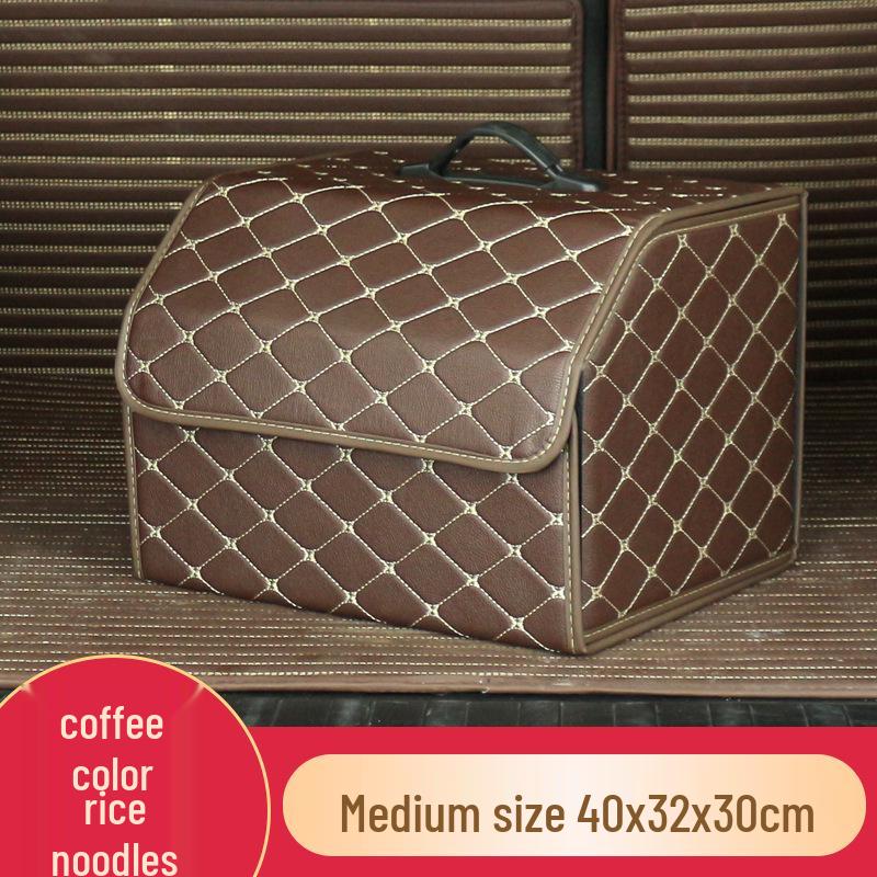 Trunk Storage Box: Multifunctional Folding Car Organizer with Logo-Printed Leather