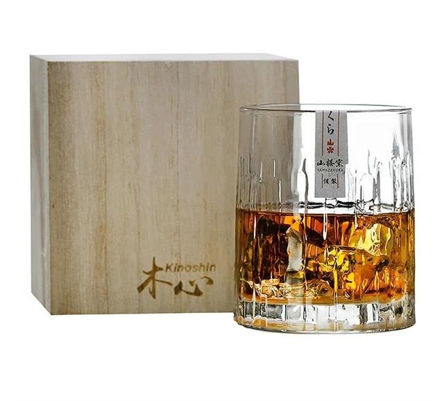 Dropshipping Whiskey Glass With Wooden Box Japanese Gift Wineglass Crystal Wine Glasses Chivas Brandy Snifter Cognac Tasting Cup