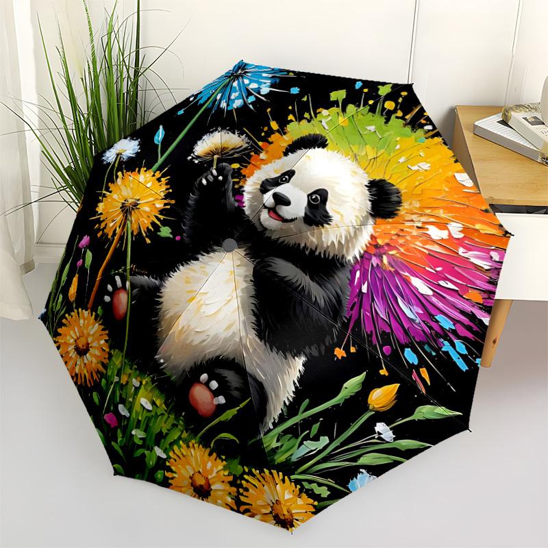 

1pc Panda Flowers Automatic Open/Close Umbrella - Portable Collapsible Umbrella with 8-Rib Stability, Fashion Lovers yy251017097