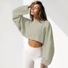Women's Loose Cropped Solid Color Sweatshirt Casual Long Sleeve Pullover Top Streetwear Blouse