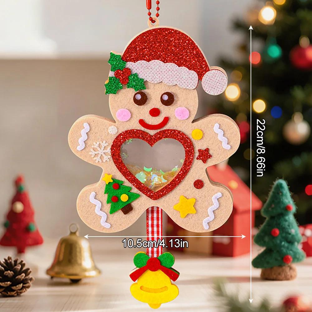 DIY Felt Shaking Joy Keychain Christmas Handmade Decorative Hanging Ornament Santa Claus Snowman Door Hanging Supplies