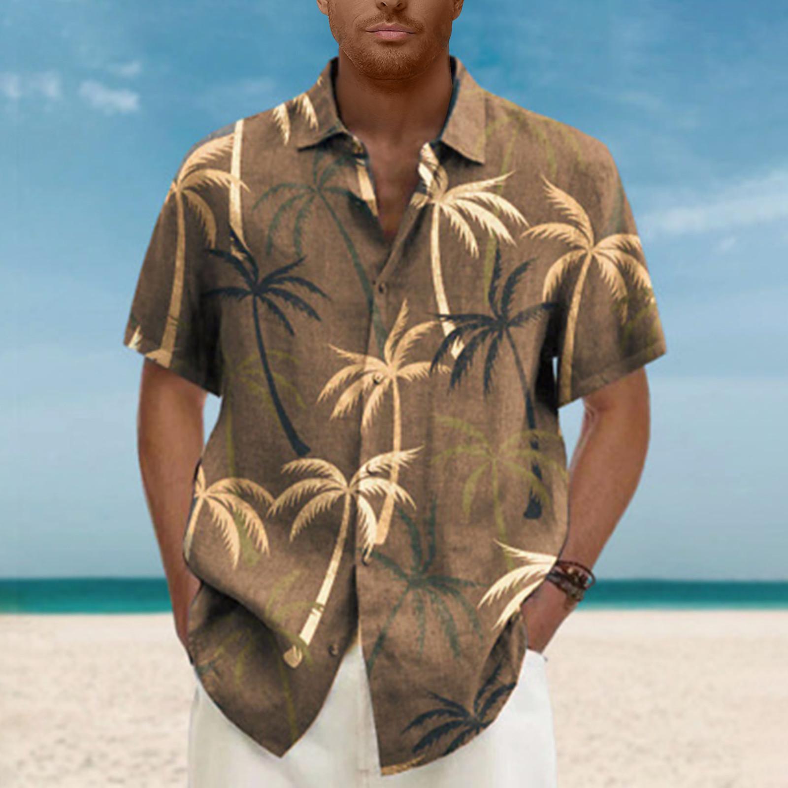 

Мужская летняя короткая приталенная модная дышащая мужская рубашка L коричневый