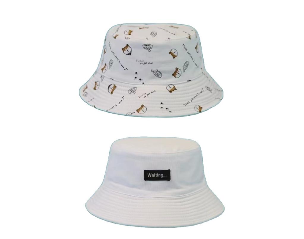 Cartoon Animal Kitten Pattern Embroidery Unisex Style Wild Fashion Trend Custom logo Reverse Bucket Hat