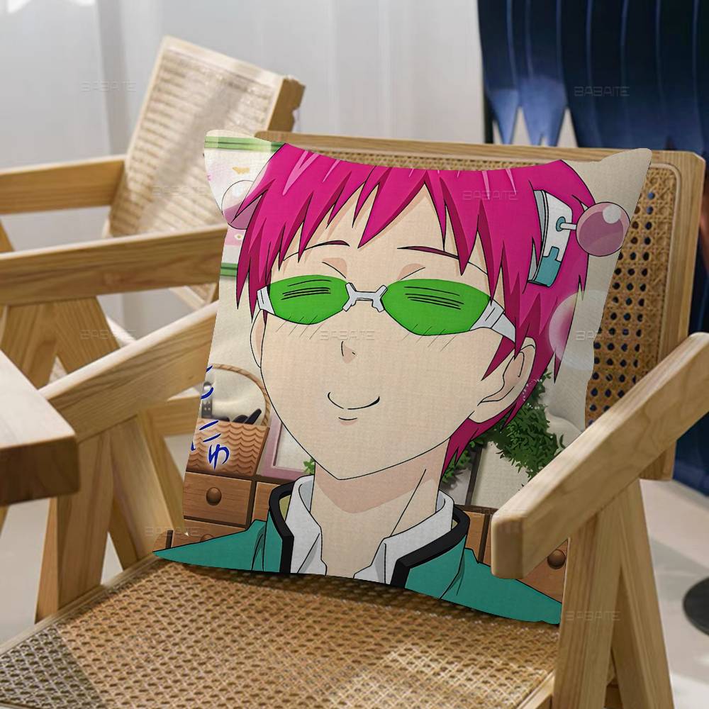 Anime Role Saiki K Chibi Cartoon Pillow Cushion Cover Pillowcase Living Room Sofa Home Decor Customized