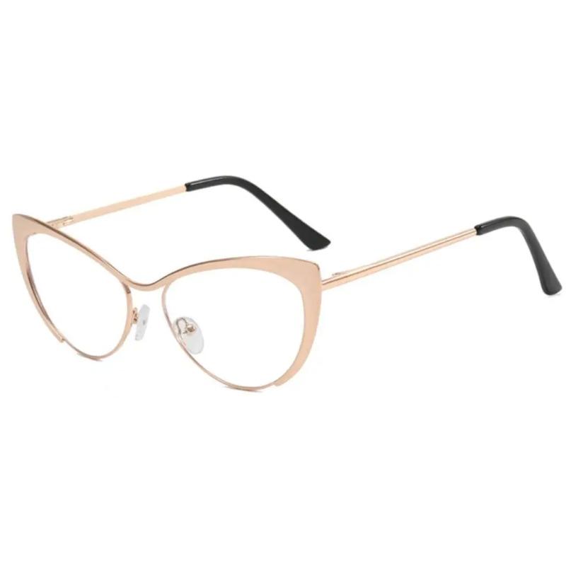 Gold Clear Half Frame Cat Eye Reading Glasses Women Fashion Blue Light Blocking Computer Eyeglasses Sexy Cateye Metal Frame +1 75