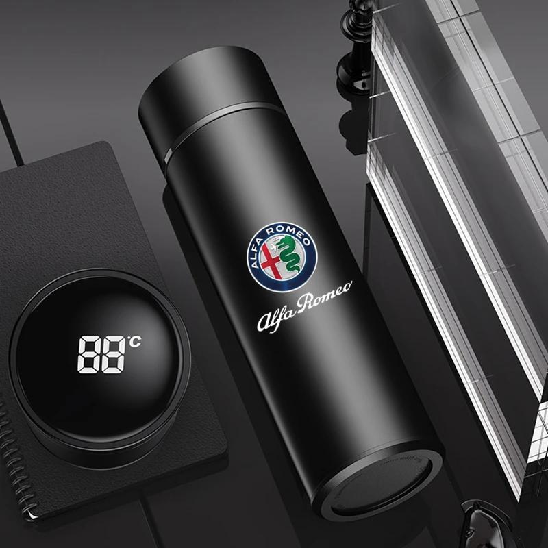 

Car Stickers For Alfa Romeo Stainless Steel thermos cup smart display vacuum Water Cup For Alfa Romeo Giulia Stelvio MiTo Giulie чёрный