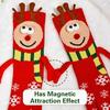Cartoon Christmas Socks Magnetic Holding Hands Socks Cute Snowman Reindeer New Year Socks Fun Gifts for Girls Teens Birthday Holidays