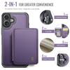 JEEHOOD J05 For iPhone 16 Plus Case Leather Mobile Cover with Detachable Magnetic Card Bag