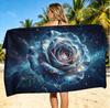 Large Microfiber Beach Towel, Cosmic Space Eye & Planets Print, Sand Free & Quick Dry, for Mystical Sci-Fi Summer Beach Use