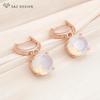 Fashion Classic Round White Green Opal Drop Earrings Jewelry Sets For Women Girl Wedding Party Elegant Pendant Necklace