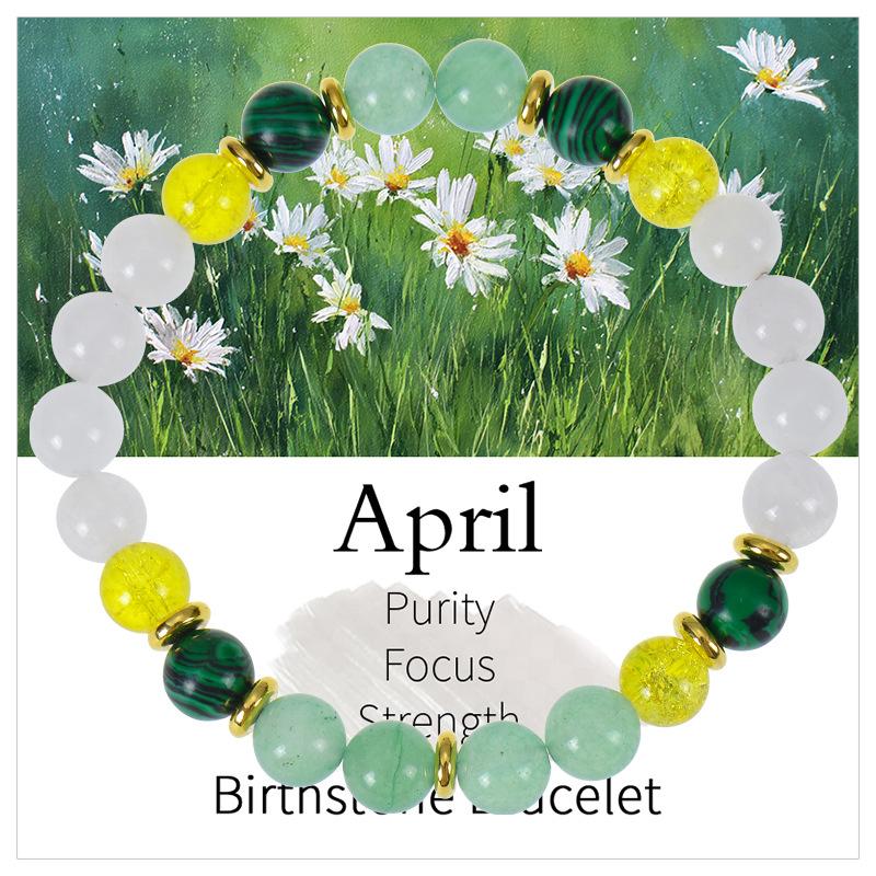 8mm natural stone crystal flower bracelet, peacock stone, birthstone, bead, bracelet, Christmas gift, Stocking stuffers