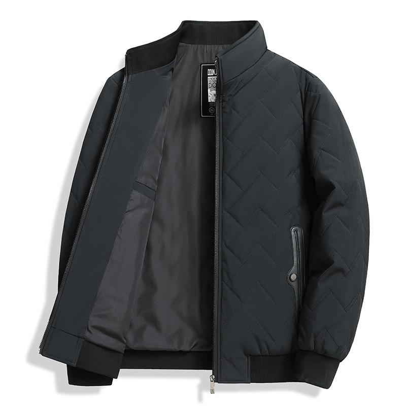 Autumn and Winter Mulberry Silk Short Jacket Middle-aged Business Stand-up Collar Lightweight Zipper Version Thermal Jacket