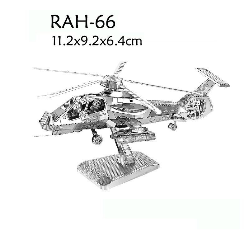

3D Metal Game Comanche Rah-66 Attack Helicopter Diy Handmade Assembly Model Puzzles Construction Blocks Toys For Kids