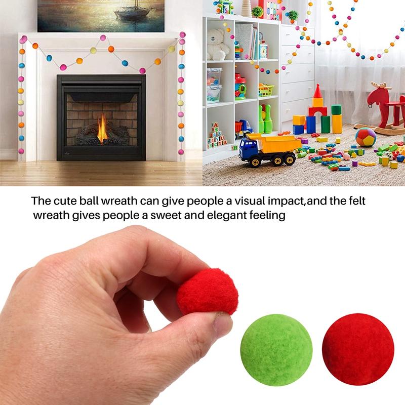 M-Modern-Ball Garland Colorful Pom Pom Garland Handmade 28 Balls Felt Ball Garlands For Wall Christmas Tree Decoration (2 Sets)