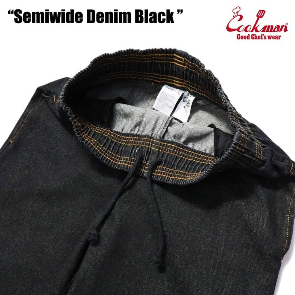 COOKMAN Chef Long Denim Size Medium Pants, Semi-Wide, Pants, Black, 231-23887,