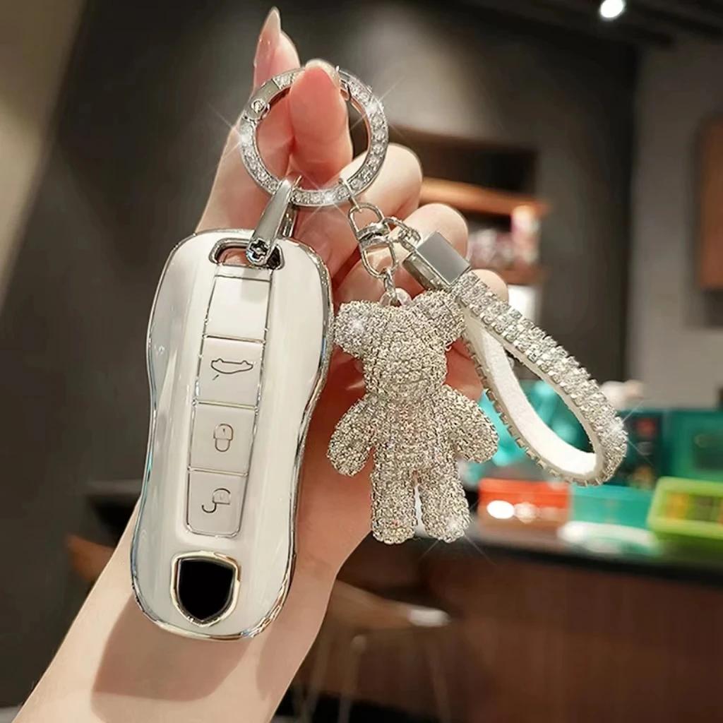 TPU Autoschlüsselhülle Abdeckung Keyless Schale Für Porsche Macan Boxster Cayman Panamera Spyder 718 911 9Ya 970 981 991 971 958 Schlüsselanhänger