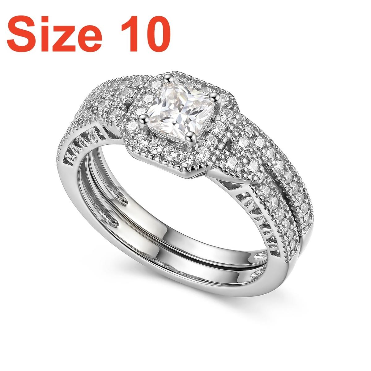 

2Pcs/Set Inlaid Cubic Zirconia Square Couple Rings Delicate Shiny Geometric Wedding Bands Finger Rings Lovers Promise Jewelry