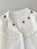 Baby Girl Cotton Cardigan with Cherry Embroidery - Spring/Summer Lace Knitwear