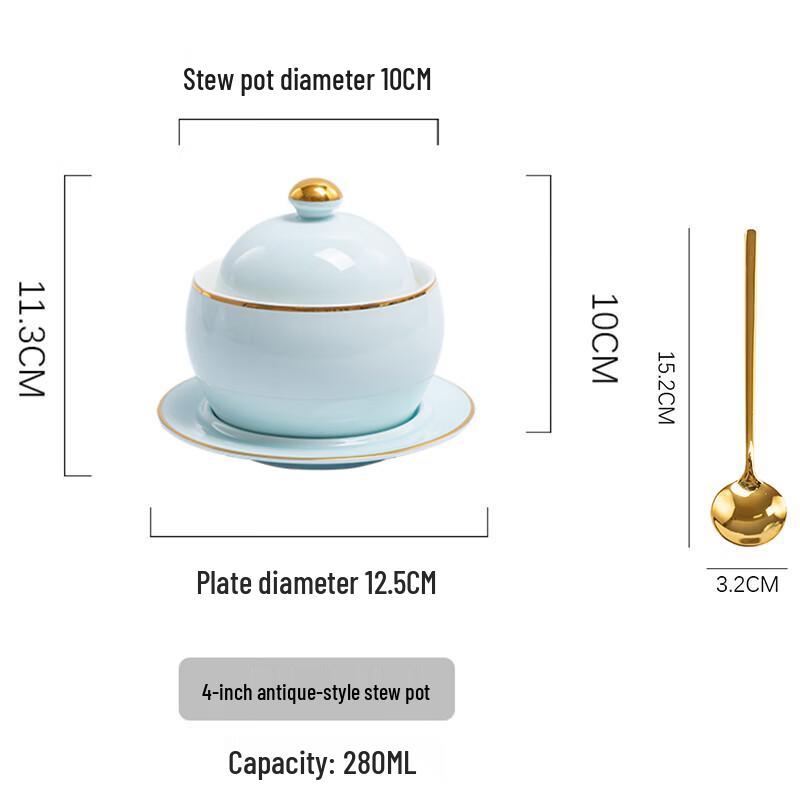 Ceramic Antique Style Double Boiler with Lid